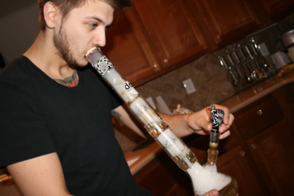 smoking with bong